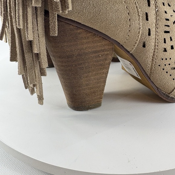 Naughty Monkey Fringe Love Lace Ankle Boots Women's Size 6.5 Leather‎ Camel Tan - Picture 4 of 10